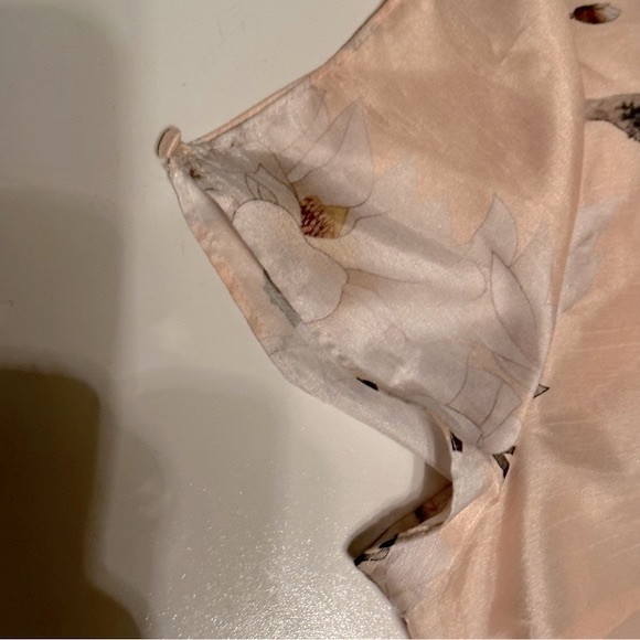 Dan Munier Cream Asian Inspired Floral Bird Cap Sleeves 2 Tired Bottom Dress - Picture 7 of 16